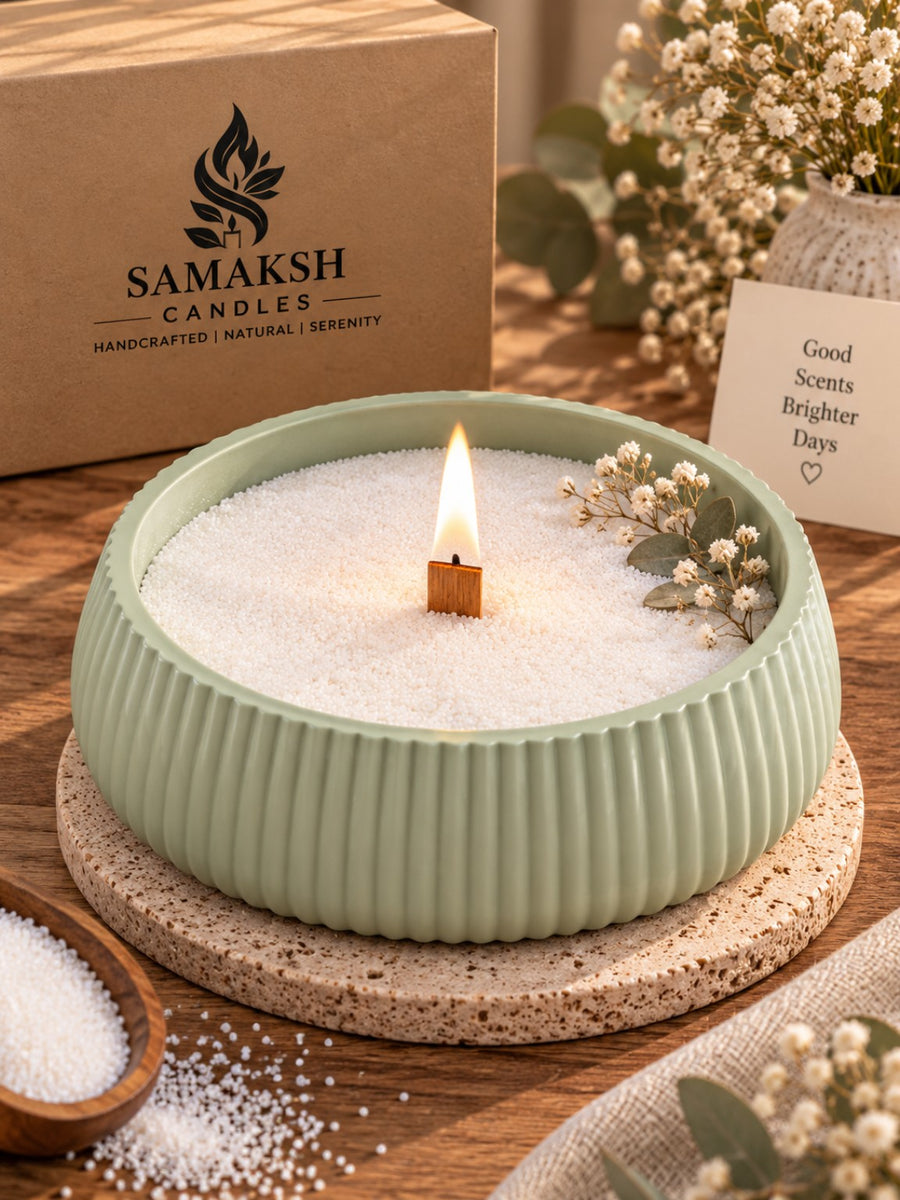 Sage Ripple Bowl | sand candle | Home decor accent | SC09