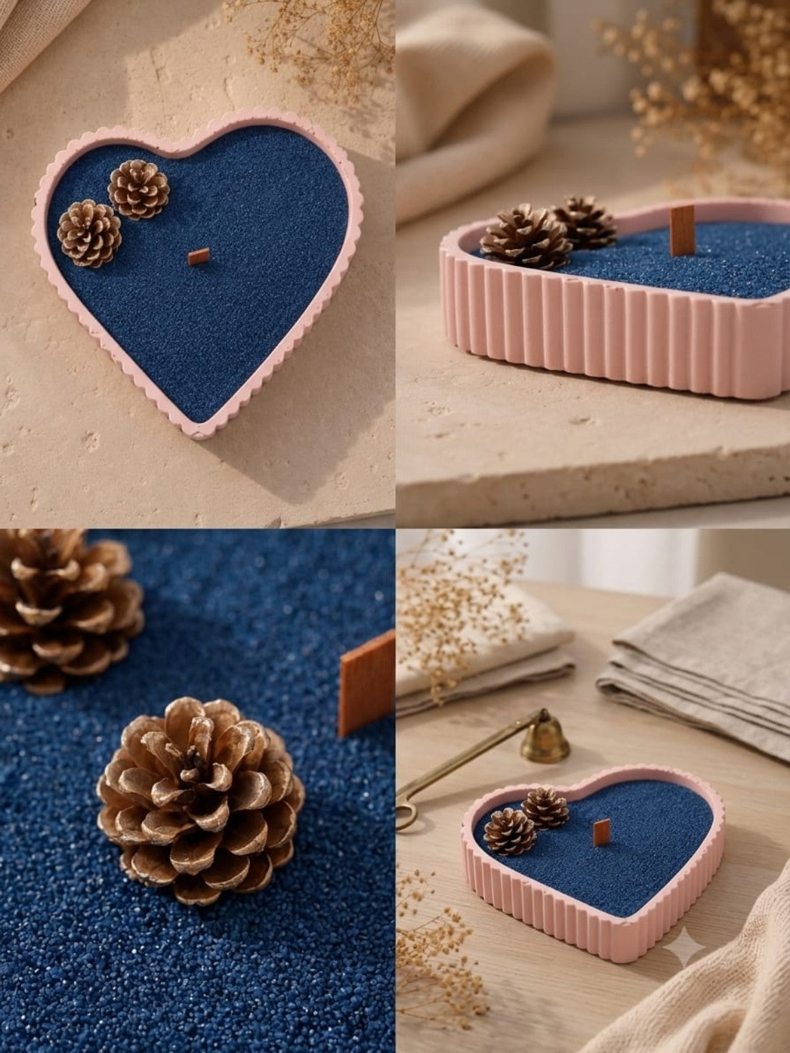 Heart-shaped diamond tray refillable candle lifestyle collage SC02